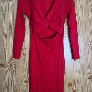Red Dress With Middle Opening
